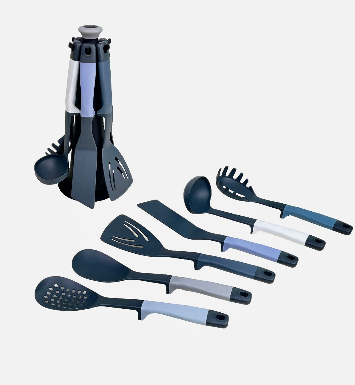 6 Piece Kitchen Utensils Set with Rotating Storage Stand, Dishwasher Safe Non-Stick Nylon Kitchen Utensil Set