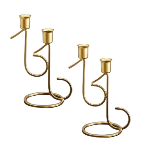 Decorative Gold Plated Candlestick Holders for Taper Candles