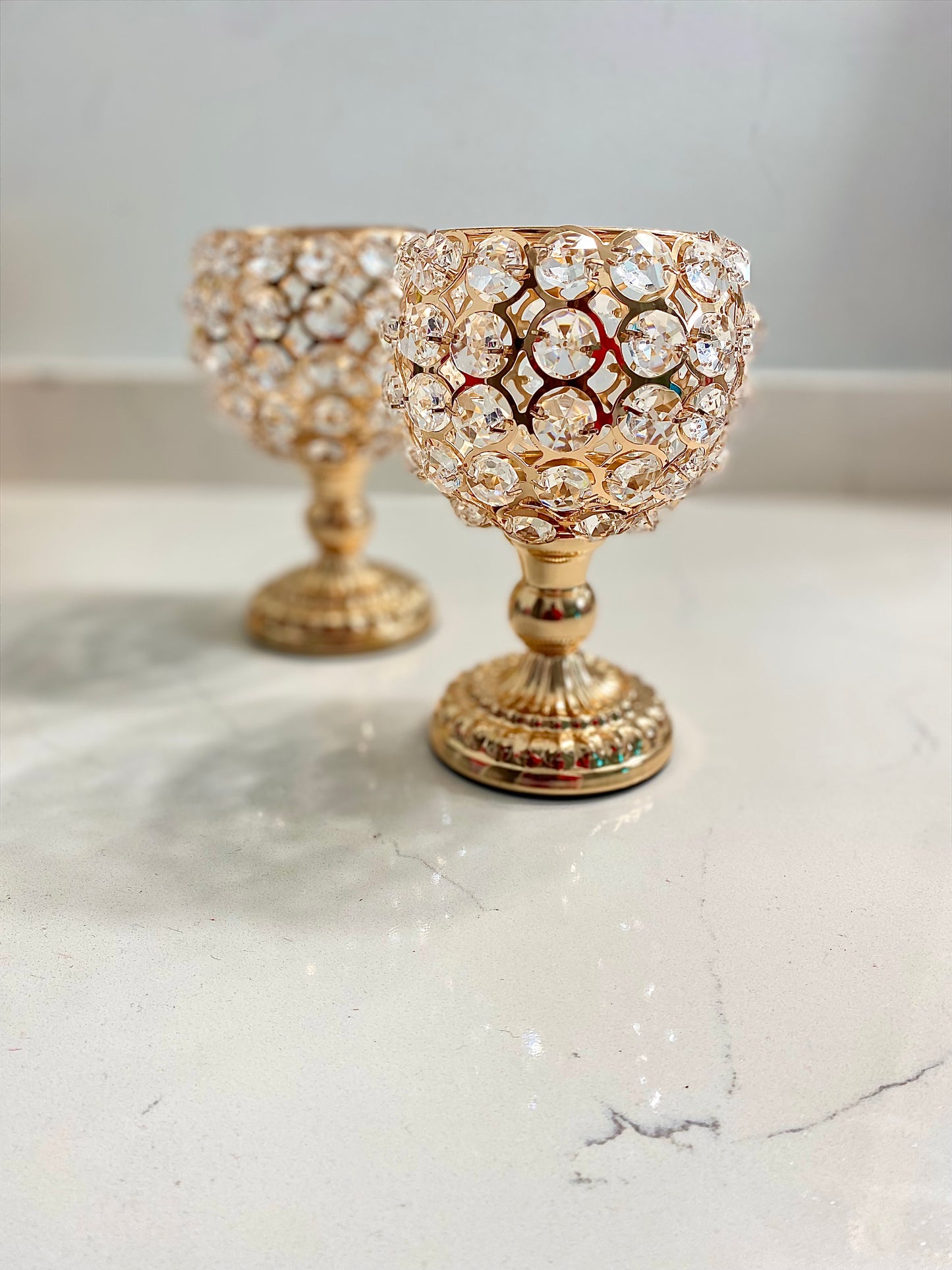 Crystal Gold Candlestick Holder for Pillar Candles