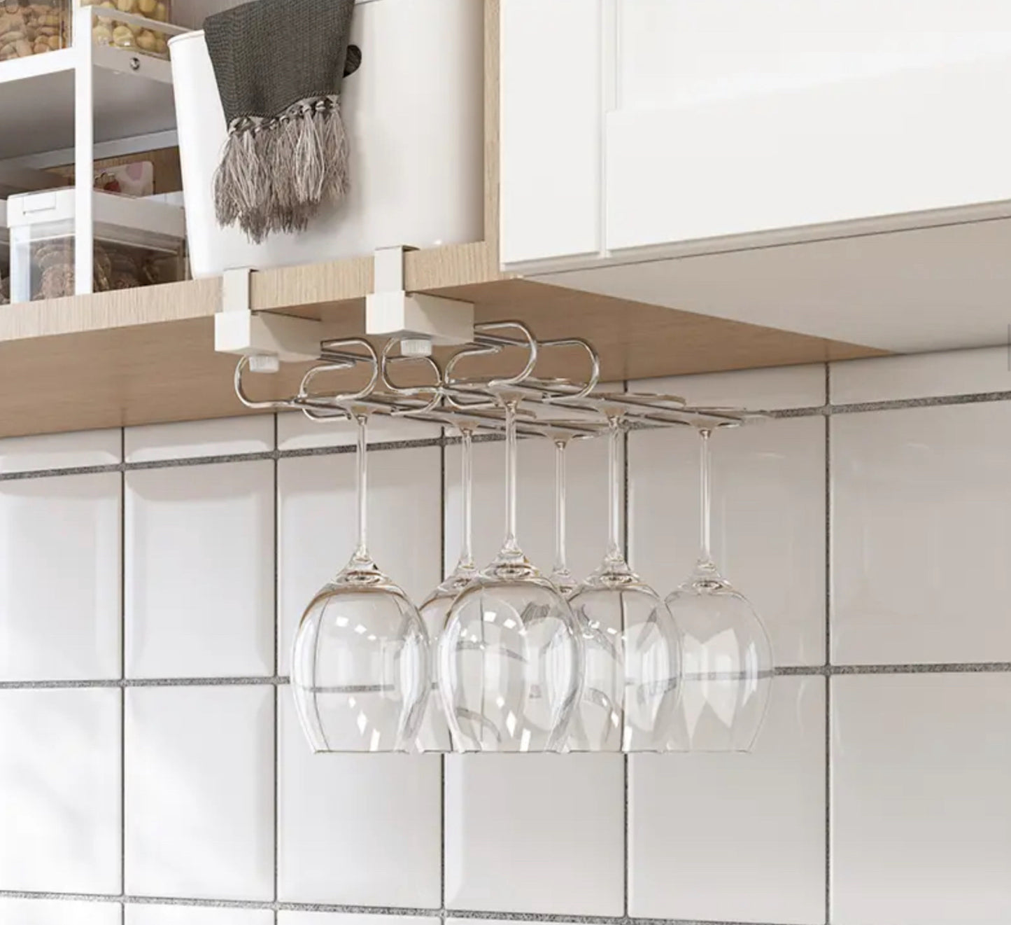 Adjustable Under the Cabinet Wine Glass Rack/Holder (Set of 2)