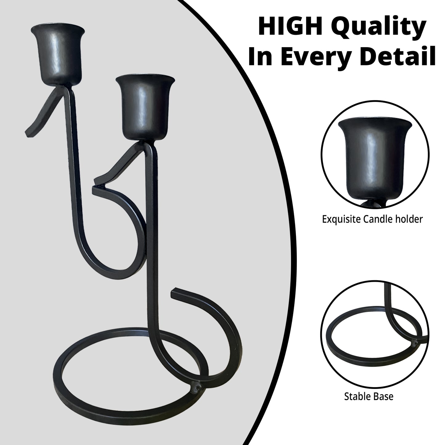 Decorative Black Candlestick Holders for Taper Candles