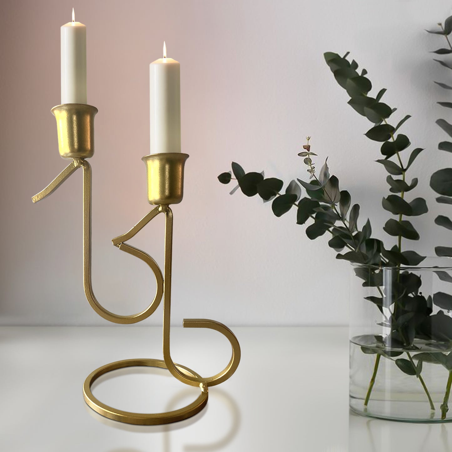 Decorative Gold Plated Candlestick Holders for Taper Candles