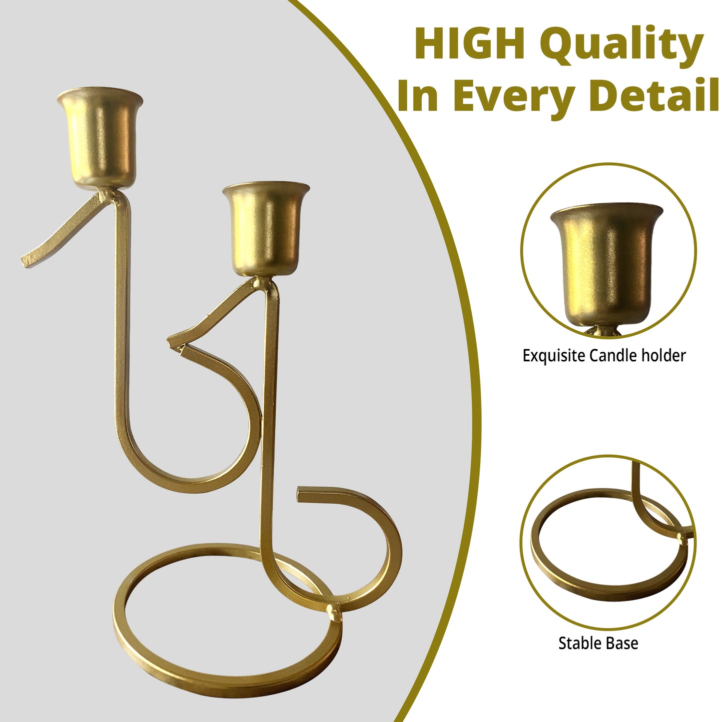 Decorative Gold Plated Candlestick Holders for Taper Candles